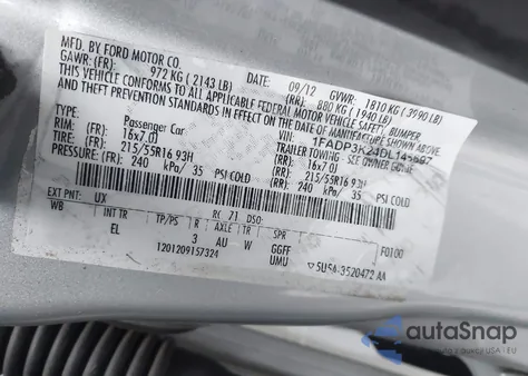 2013 Ford Focus Se from USA, damaged, VIN 1FADP3K24DL146697